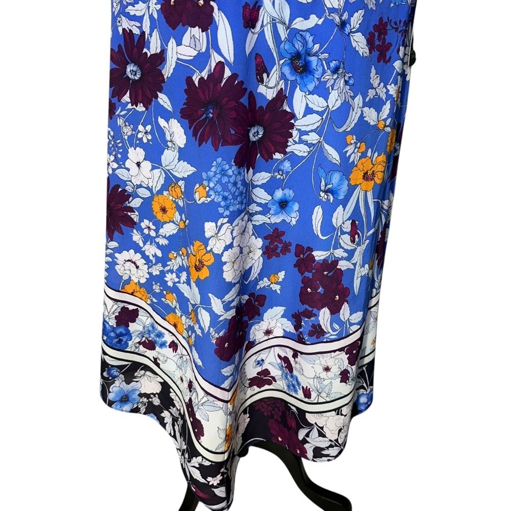 Adrianna Papell Blue Floral Handkerchief-Hem Dress Size 18 - Picture 5 of 11